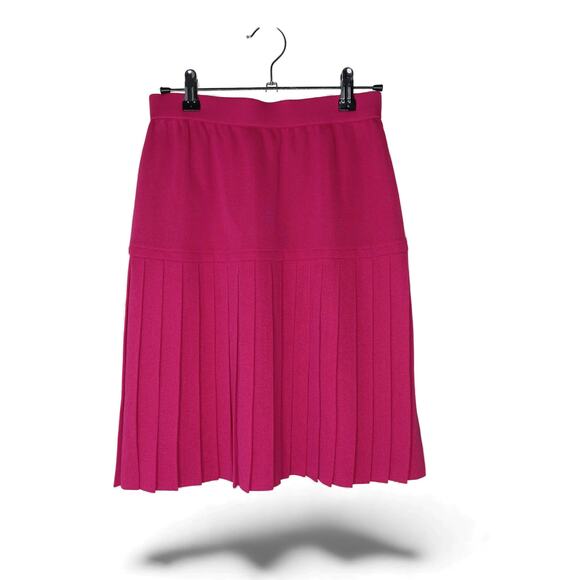 Authentic Yves Saint Laurent Pink Pleated Wool Blend Skirt Lined SZ 4-6 - Picture 12 of 16